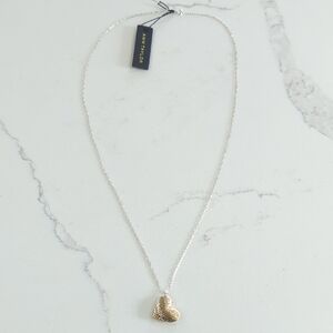 Ann Taylor Two-Tone Heart Pendant Necklace - Silver & Gold